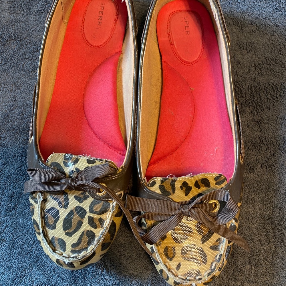 Sperry cheetah loafers
